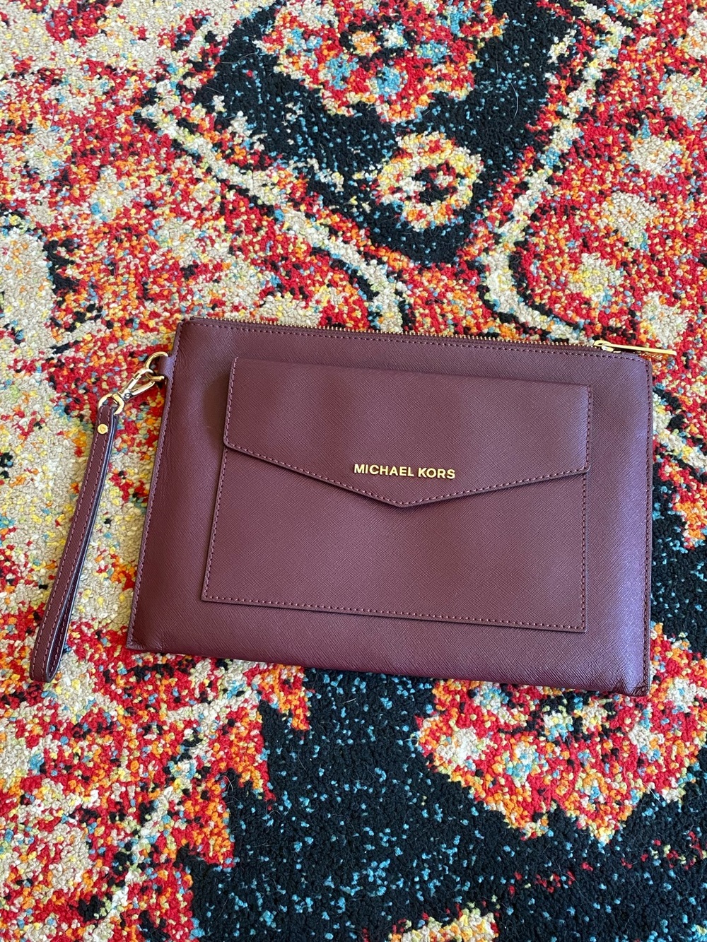 Michael Kors Maroon Clutch with Front Pocket